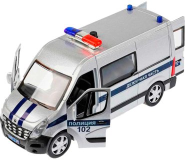 Технопарк Renault Master полиция 14 см серебристый