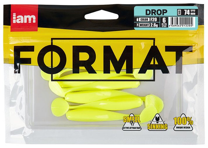 Мягкая приманка IAM Силиконовая приманка FORMAT DROP 74mm (6шт.) цвет F20 6 шт 74 мм купить,1500