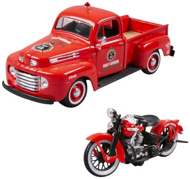 Maisto Harley-Davidson Ford F-1 с мотоциклом EL Knucklehead 32191, металл, красный