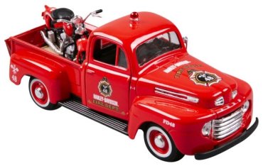 Maisto Harley-Davidson Ford F-1 с мотоциклом EL Knucklehead 32191, металл, красный