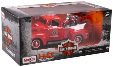 Maisto Harley-Davidson Ford F-1 с мотоциклом EL Knucklehead 32191, металл, красный