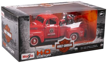 Maisto Harley-Davidson Ford F-1 с мотоциклом EL Knucklehead 32191, металл, красный купить,NaN