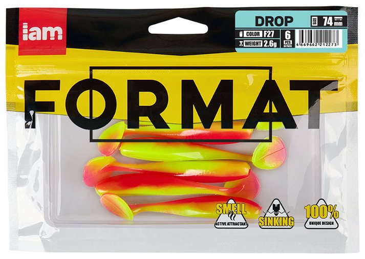 Мягкая приманка IAM Силиконовая приманка FORMAT DROP 74mm (6шт.) цвет F27 6 шт 74 мм купить,1500