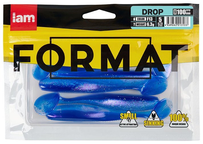 Мягкая приманка IAM Силиконовая приманка FORMAT DROP 100mm (5шт.) цвет F13 5 шт 100 мм