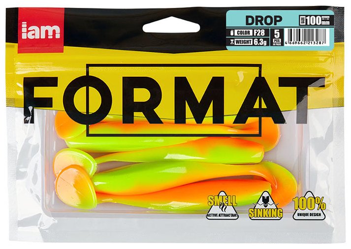 Мягкая приманка IAM Силиконовая приманка FORMAT DROP 100mm (5шт.) цвет F28 5 шт 100 мм купить,1770