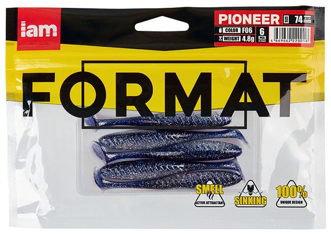 Мягкая приманка IAM Силиконовая приманка FORMAT PIONEER 74mm (6шт.) цвет F06 6 шт 74 мм