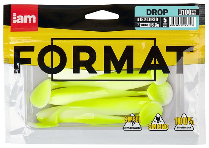 Мягкая приманка IAM Силиконовая приманка FORMAT DROP 100mm (5шт.) цвет F30 5 шт 100 мм