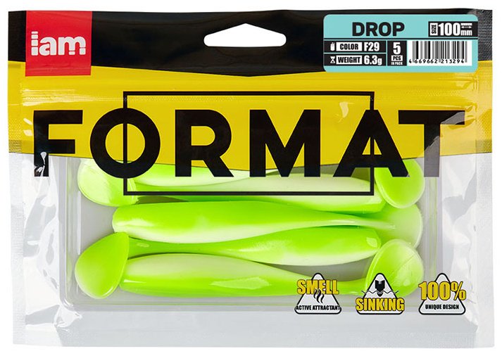 Мягкая приманка IAM Силиконовая приманка FORMAT DROP 100mm (5шт.) цвет F29 5 шт 100 мм купить,1770