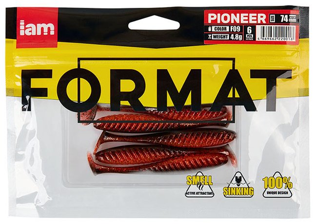 Мягкая приманка IAM Силиконовая приманка FORMAT PIONEER 74mm (6шт.) цвет F09 6 шт 74 мм