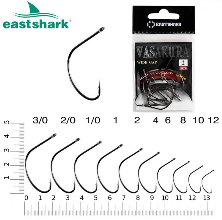 Крючок для рыбалки EastShark 10090020 одинарный черный 5 шт