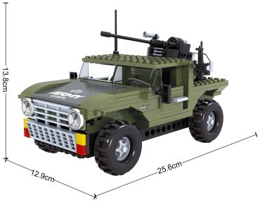 Конструктор Keyixing Армия, Армейский джип 22508, деталей 303 шт, зеленый