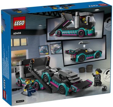 Конструктор LEGO Гоночный автомобиль и грузовик-автовоз CITY 60406, деталей 328 шт
