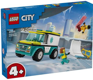 Конструктор LEGO Скорая помощь и сноубордист CITY 60403, деталей 79 шт купить,NaN