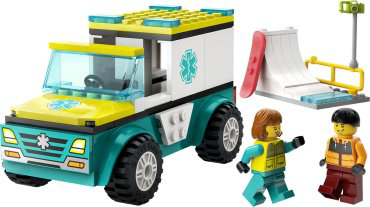 Конструктор LEGO Скорая помощь и сноубордист CITY 60403, деталей 79 шт купить,NaN