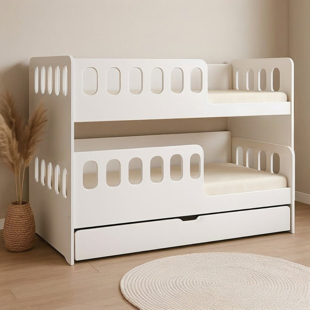 Двухъярусная кровать Den store АэроКидс-SD01, 70x160, 70x165 см, белый купить,NaN