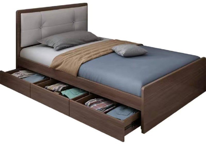 Кровать Den store Niko H-01 односпальная, 100х200 см (с матрасом, без подъёмного механизма) коричневый, белый купить,NaN