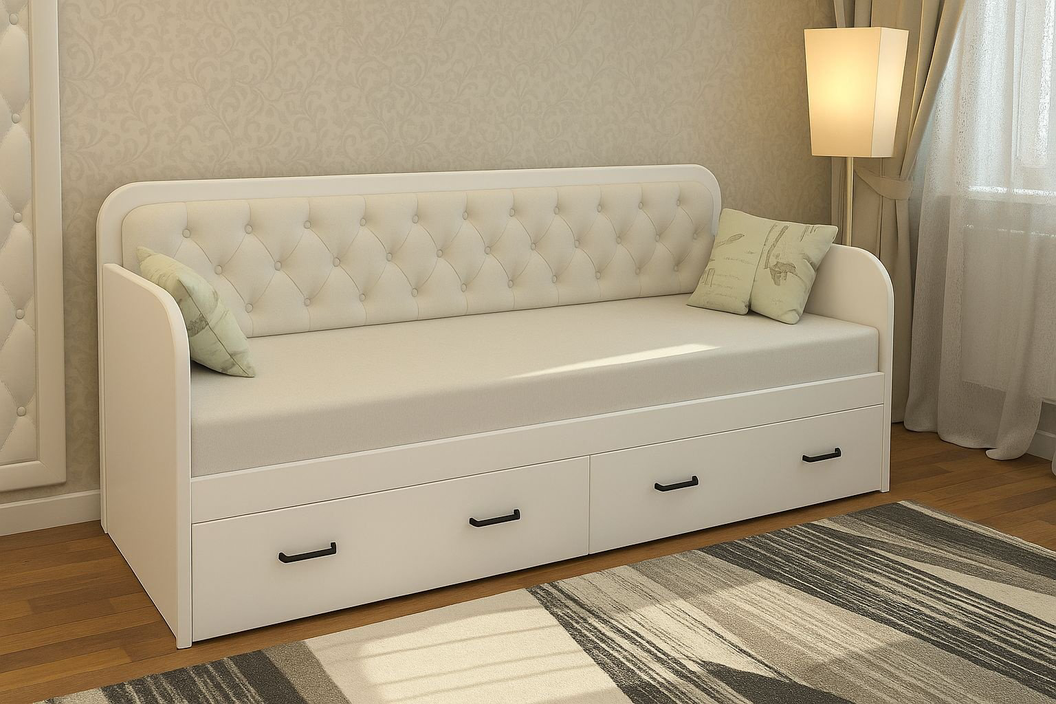 Кровать Den store RoyalSleep white Sd-01 односпальная, 100х200 см (с матрасом, без подъёмного механизма) белый, бежевый купить,NaN