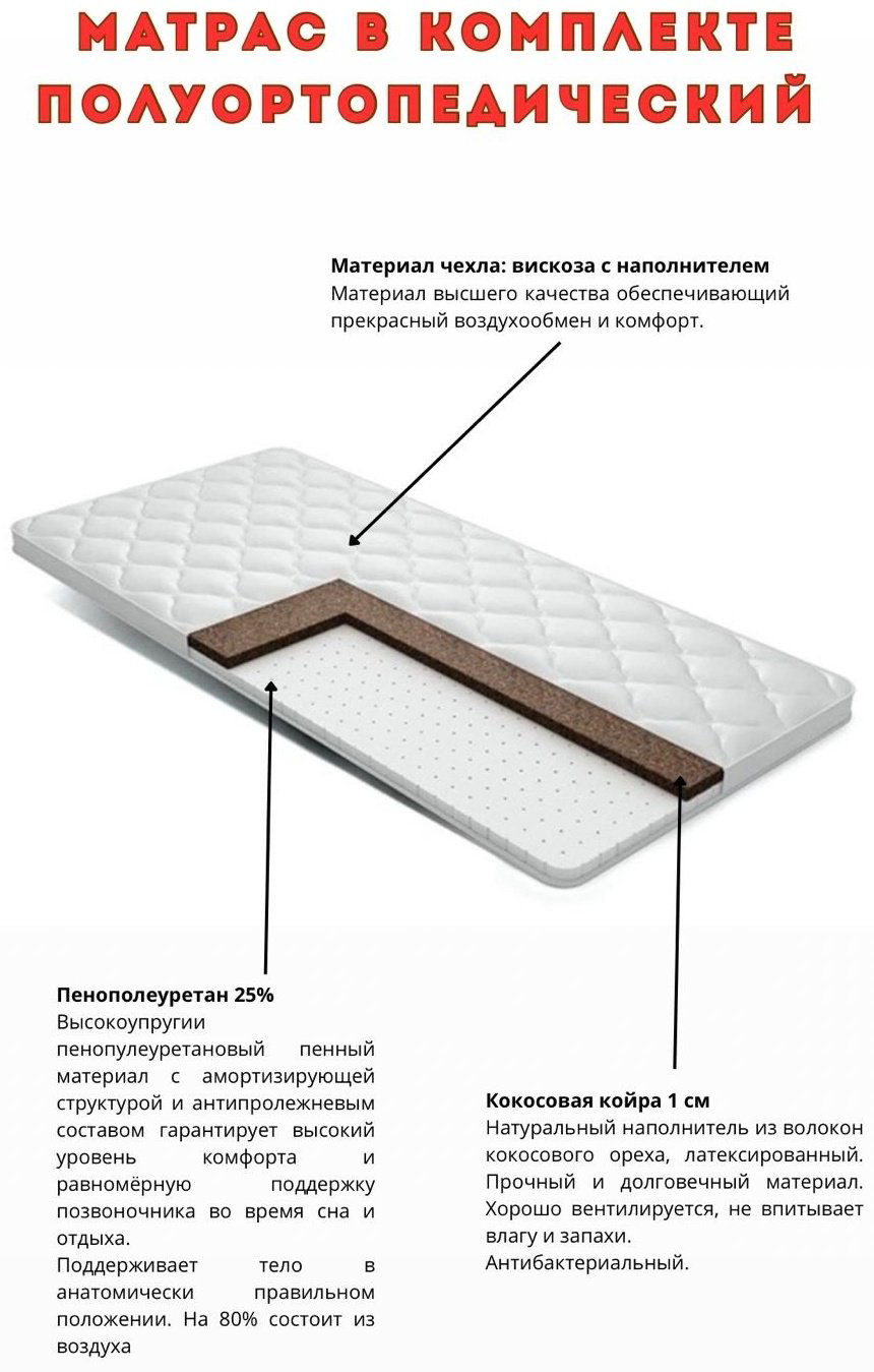 Кровать Den store Элегия двуспальная, 180x200 см (с матрасом, без подъёмного механизма) коричневый купить,NaN