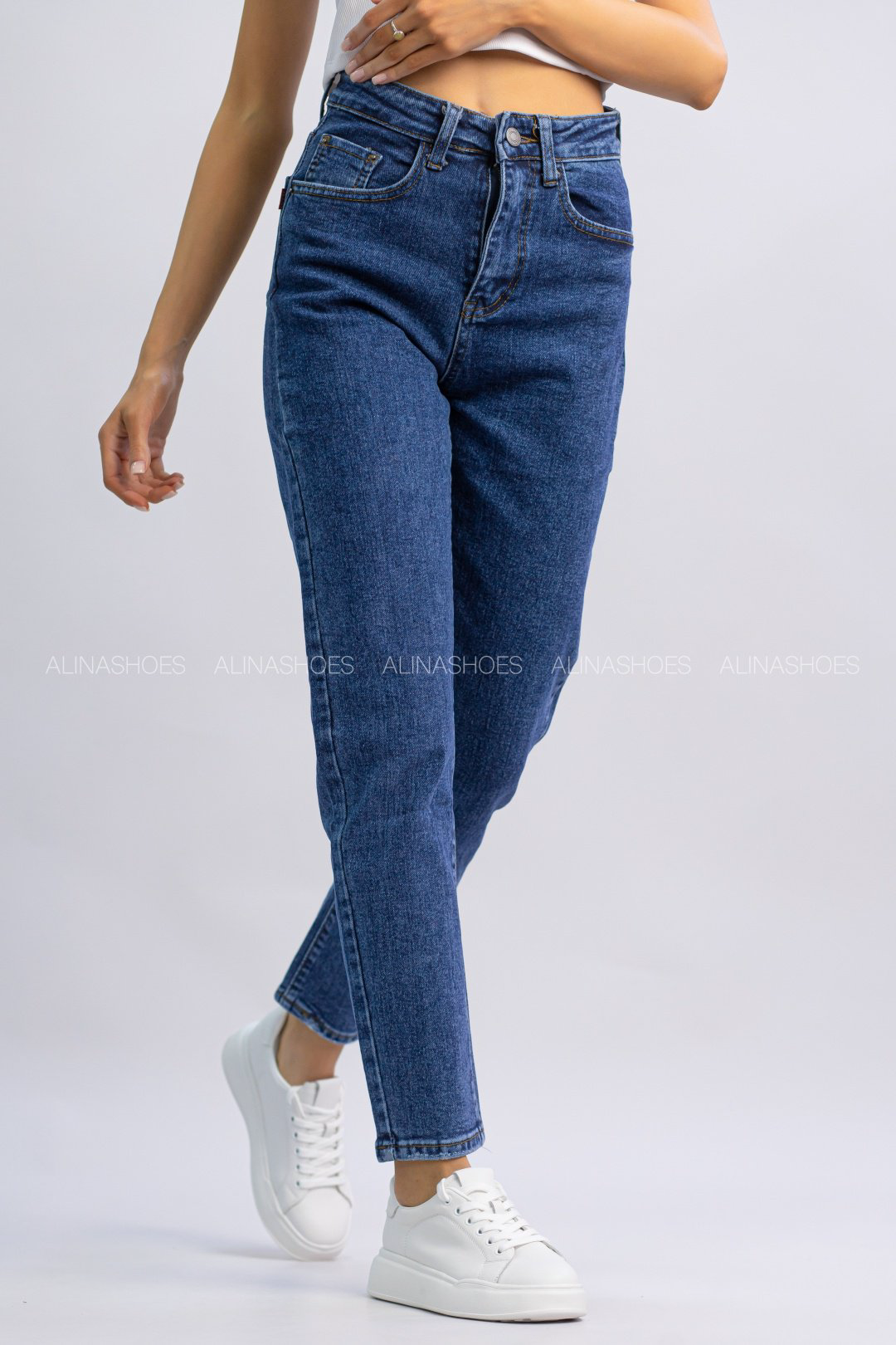 Джинсы джинсы-мом alinashoes синий купить,NaN