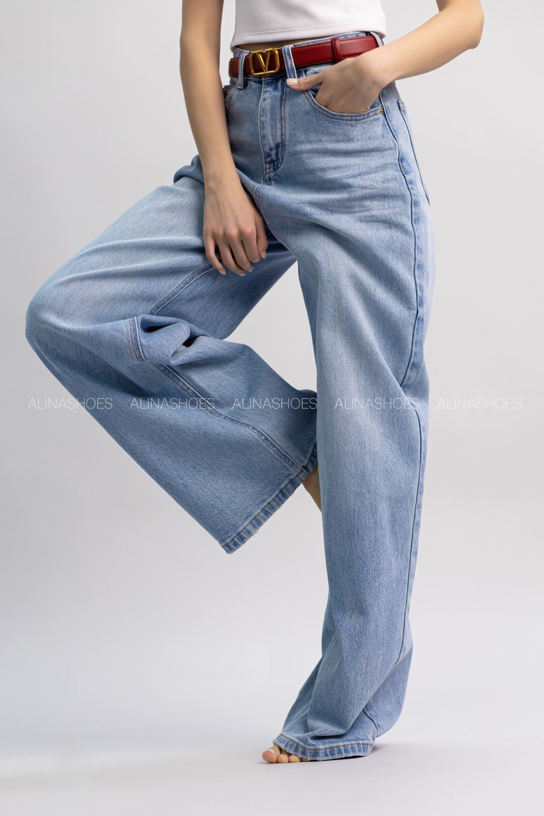 Джинсы прямые alinashoes синий купить,NaN