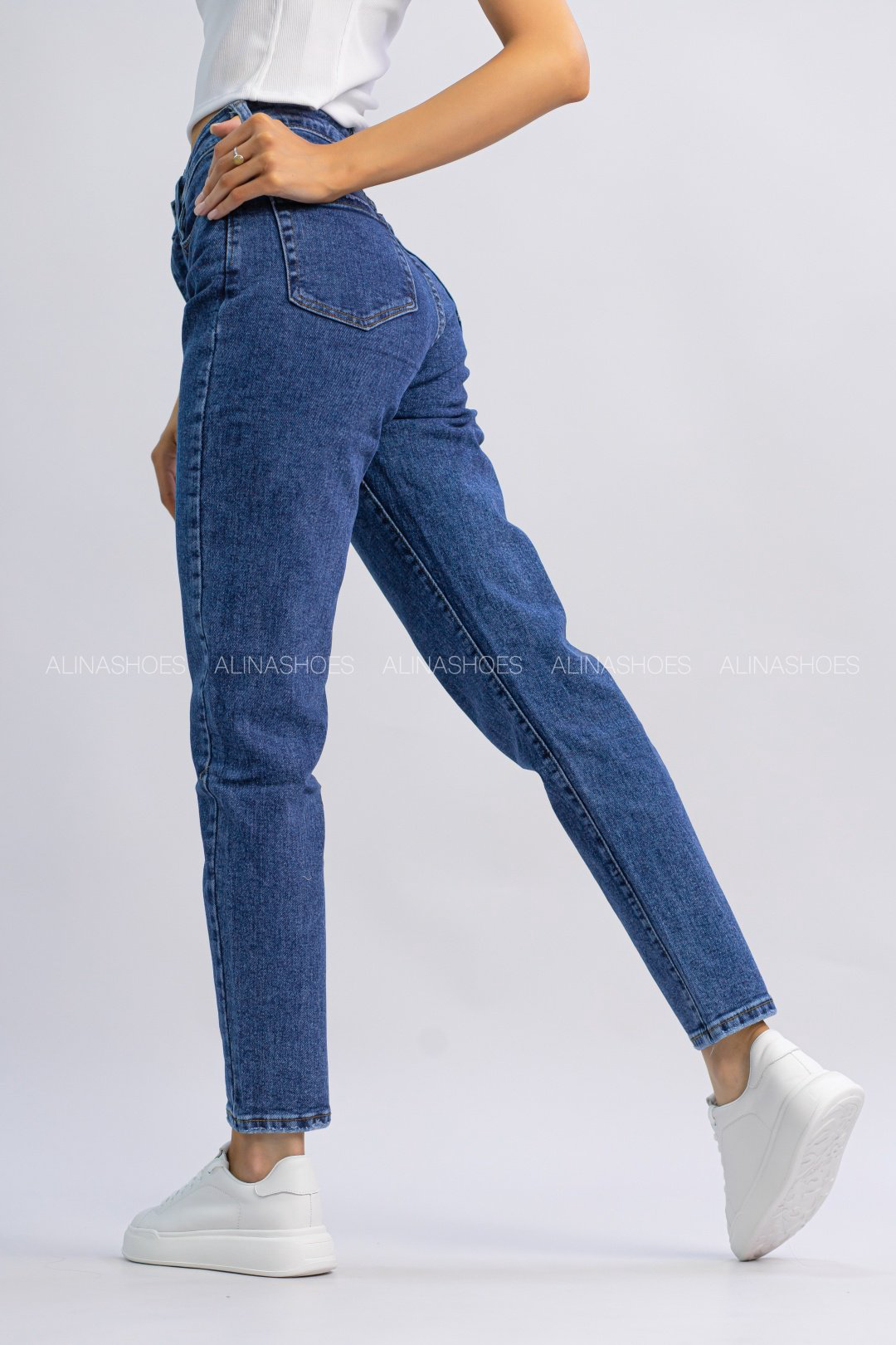 Джинсы джинсы-мом alinashoes синий купить,NaN