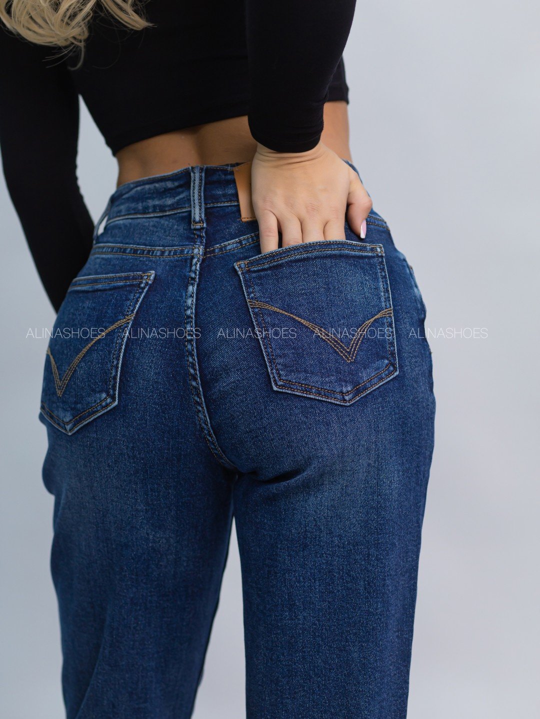 Джинсы джинсы-мом alinashoes синий купить,NaN