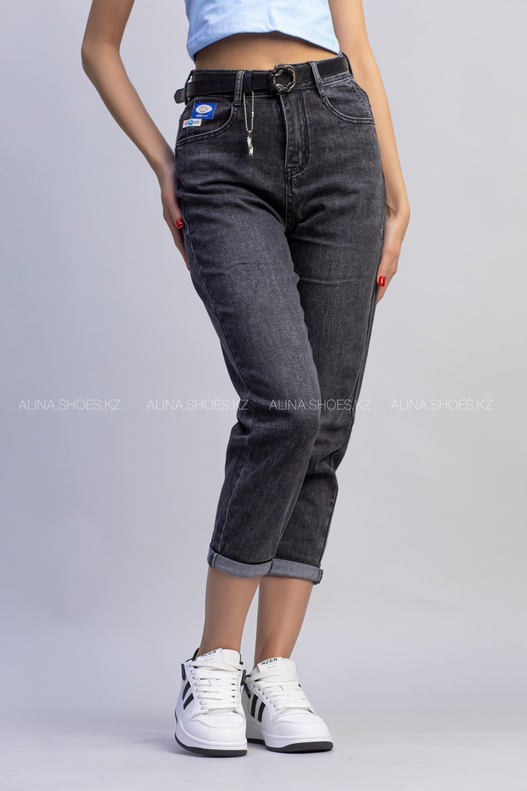 Джинсы джинсы-мом alinashoes графит купить,NaN
