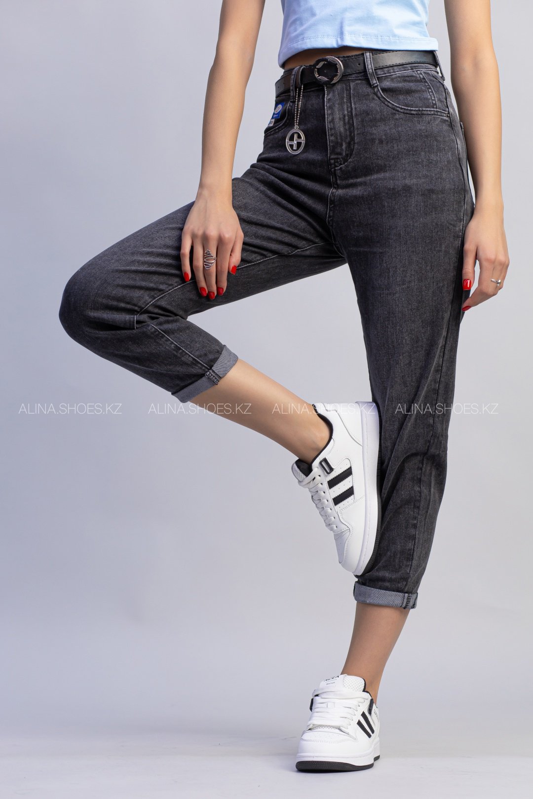 Джинсы джинсы-мом alinashoes графит купить,NaN