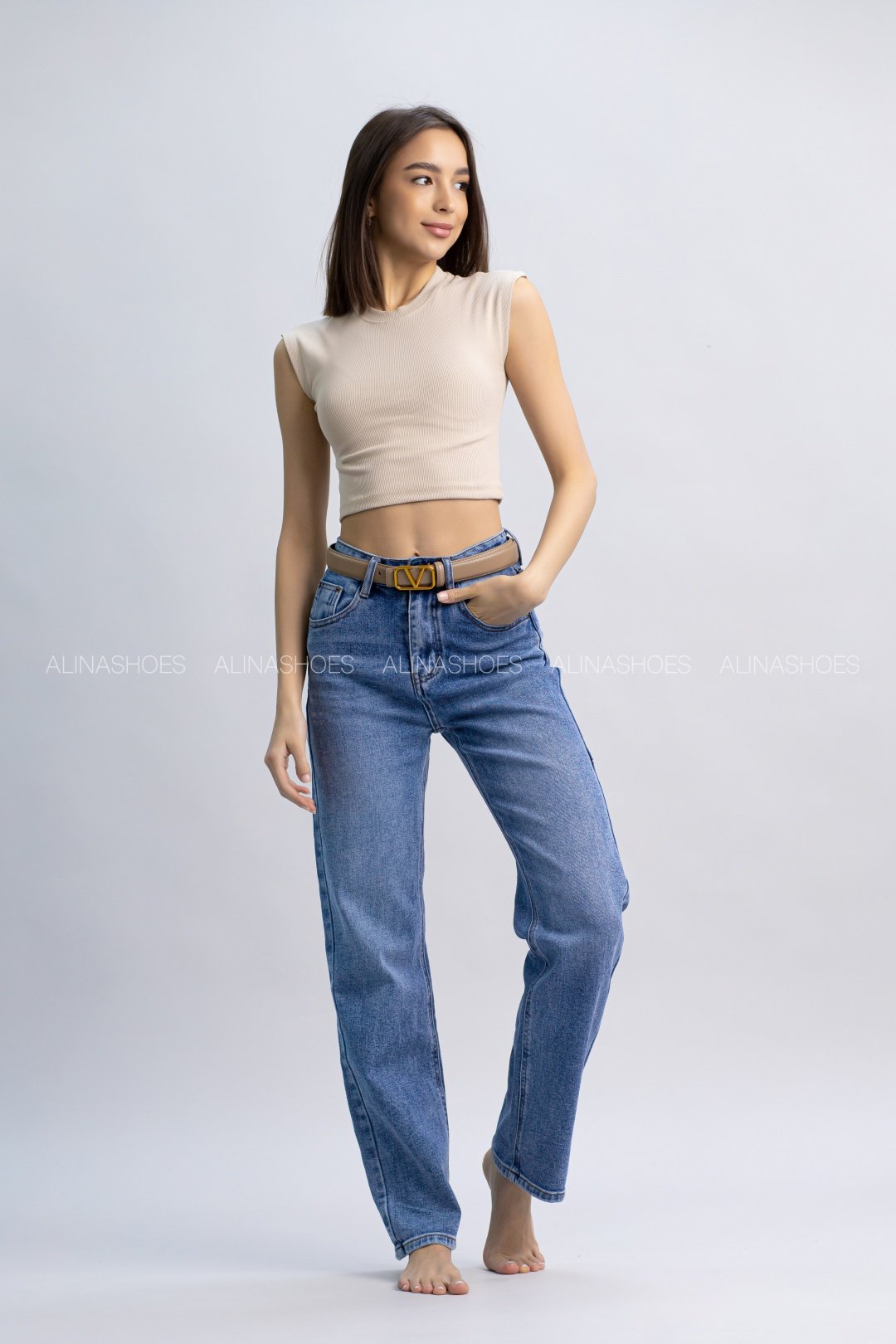 Джинсы прямые alinashoes синий купить,NaN