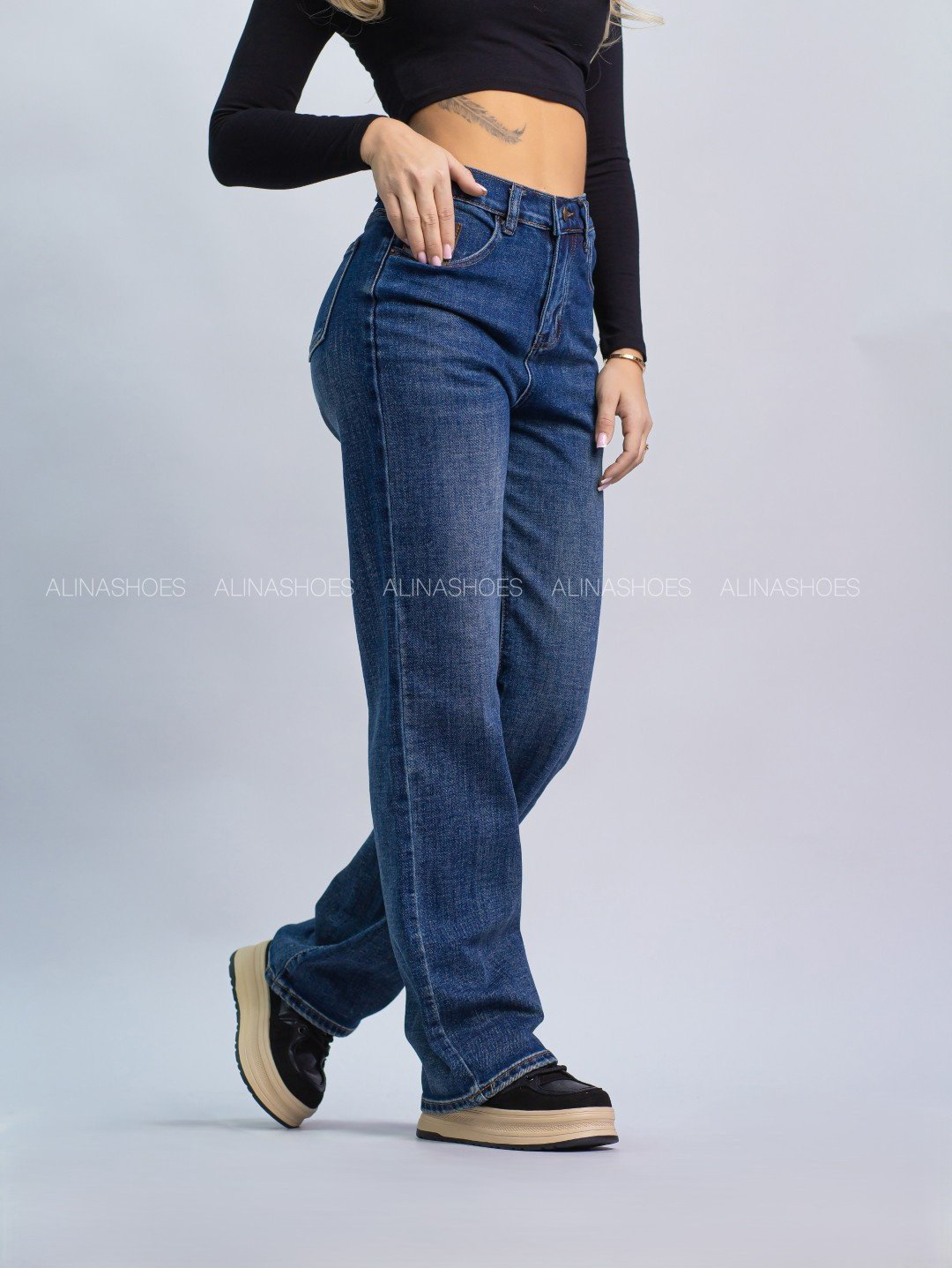 Джинсы прямые alinashoes синий купить,NaN