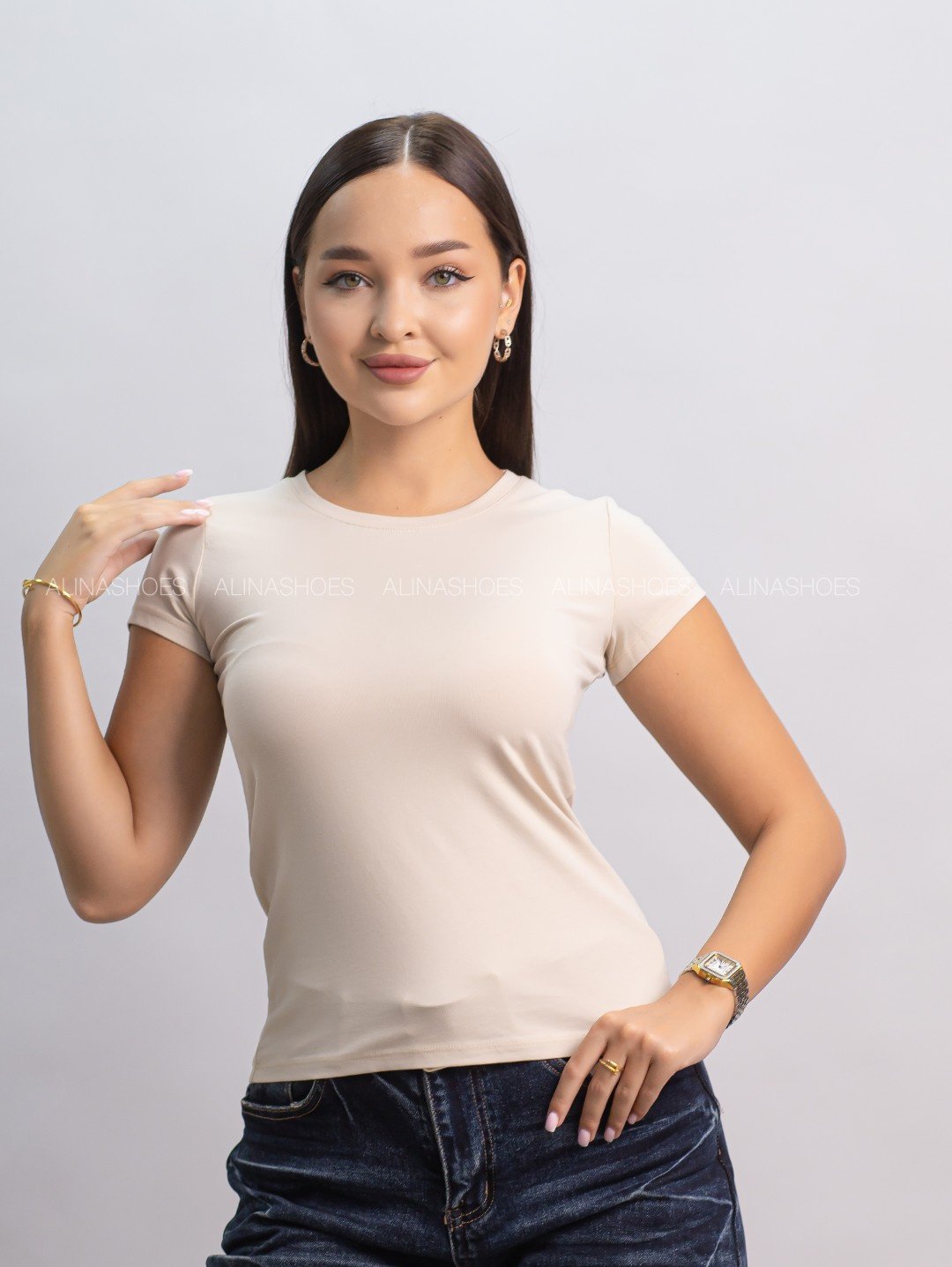 Футболка alinashoes светло-коричневая L купить,NaN