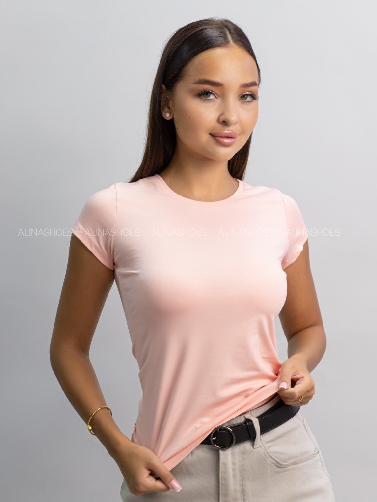 Футболка alinashoes без принта розовая S купить,NaN