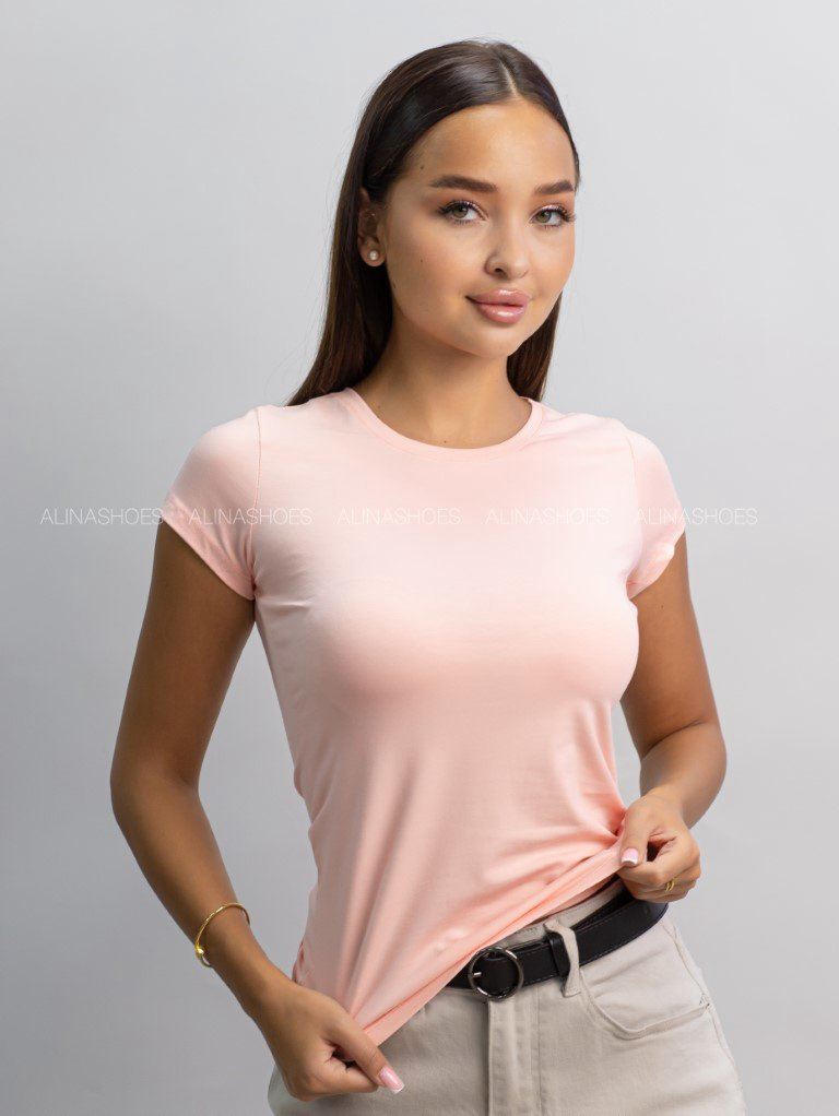 Футболка alinashoes без принта розовая S купить,NaN