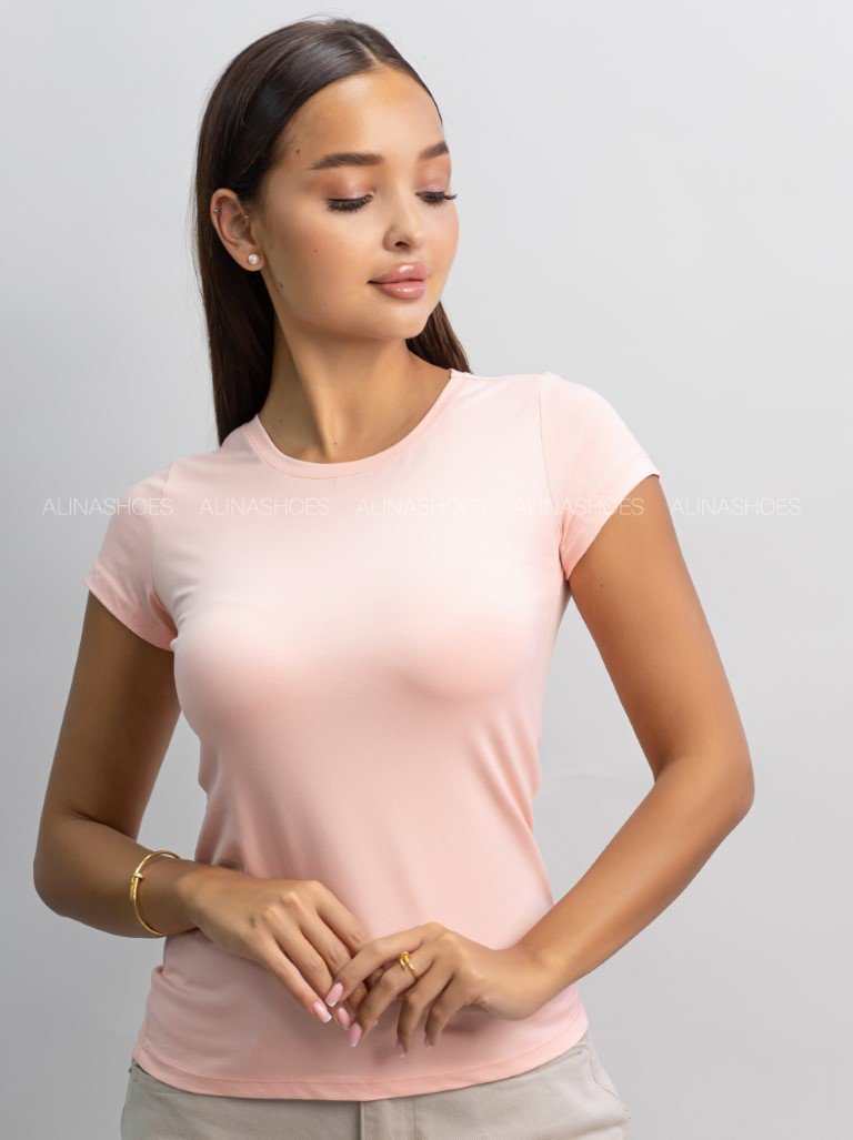 Футболка alinashoes без принта розовая S купить,NaN