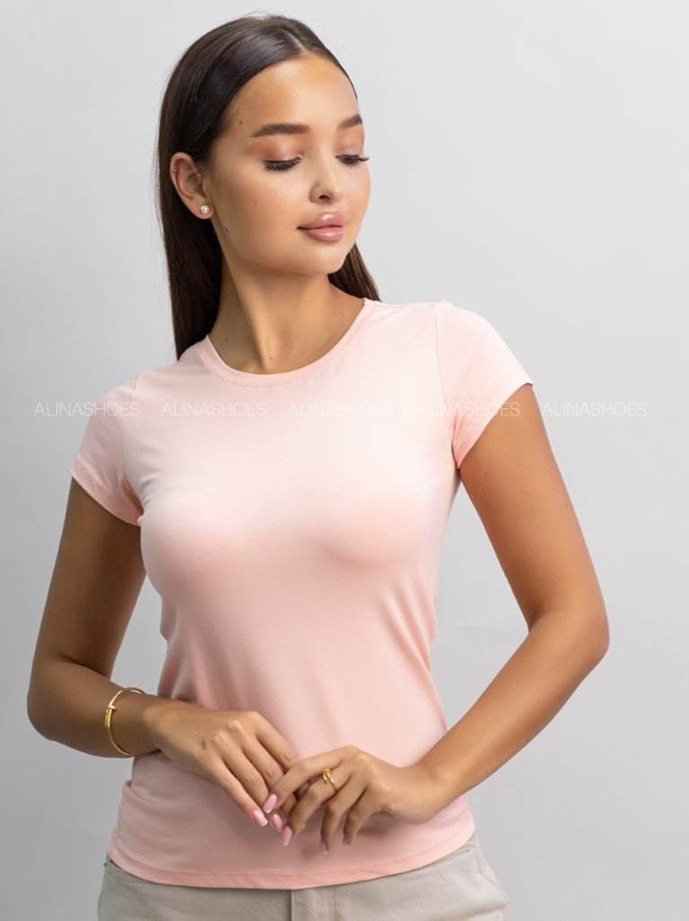 Футболка alinashoes без принта розовая S купить,NaN