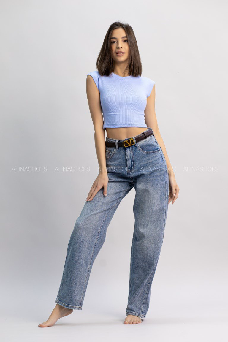 Джинсы бананы alinashoes голубой купить,NaN