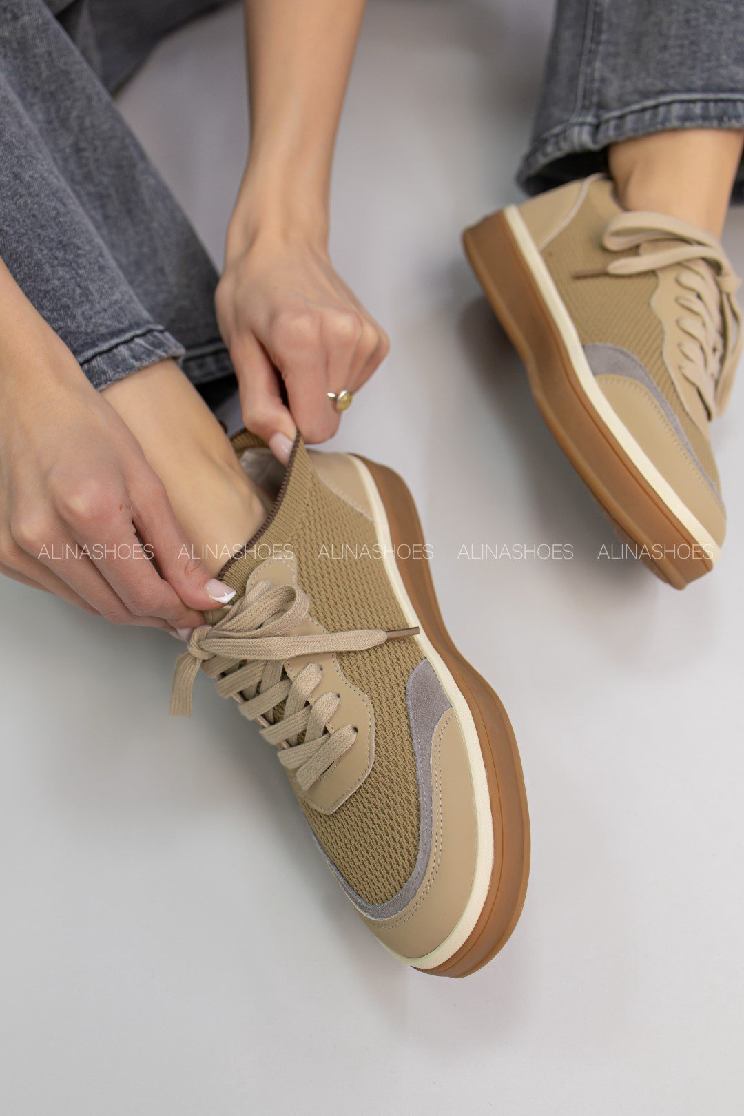 Кеды alinashoes бежевый купить,NaN