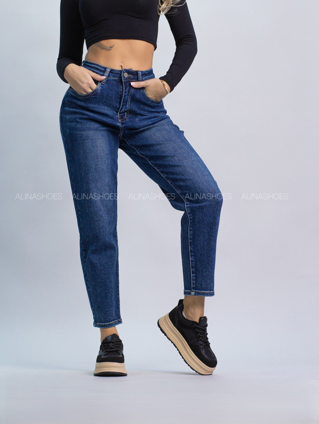 Джинсы джинсы-мом alinashoes синий купить,NaN