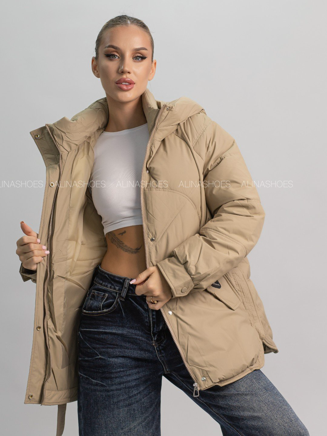 Зимняя куртка alinashoes темно-бежевый купить,NaN