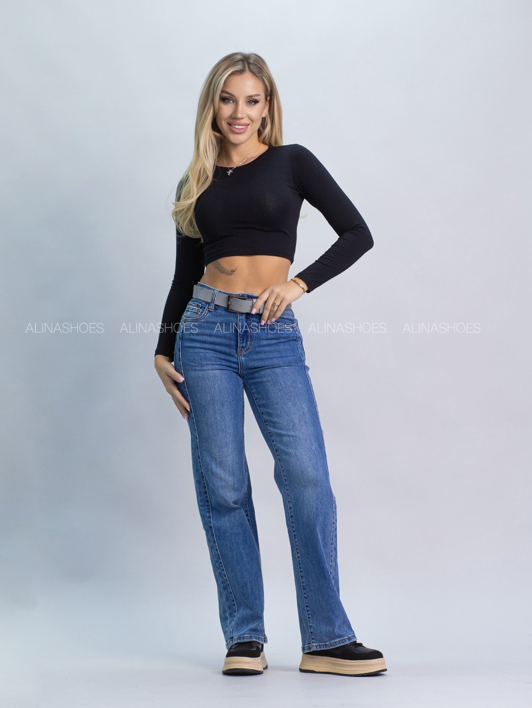 Джинсы прямые alinashoes голубой купить,NaN