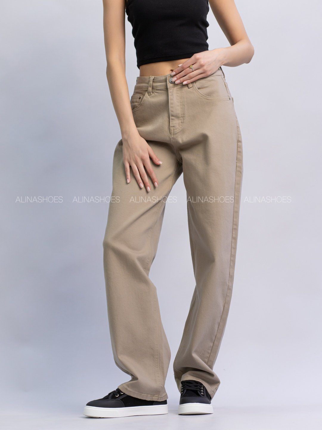 Джинсы багги alinashoes бежевый купить,NaN
