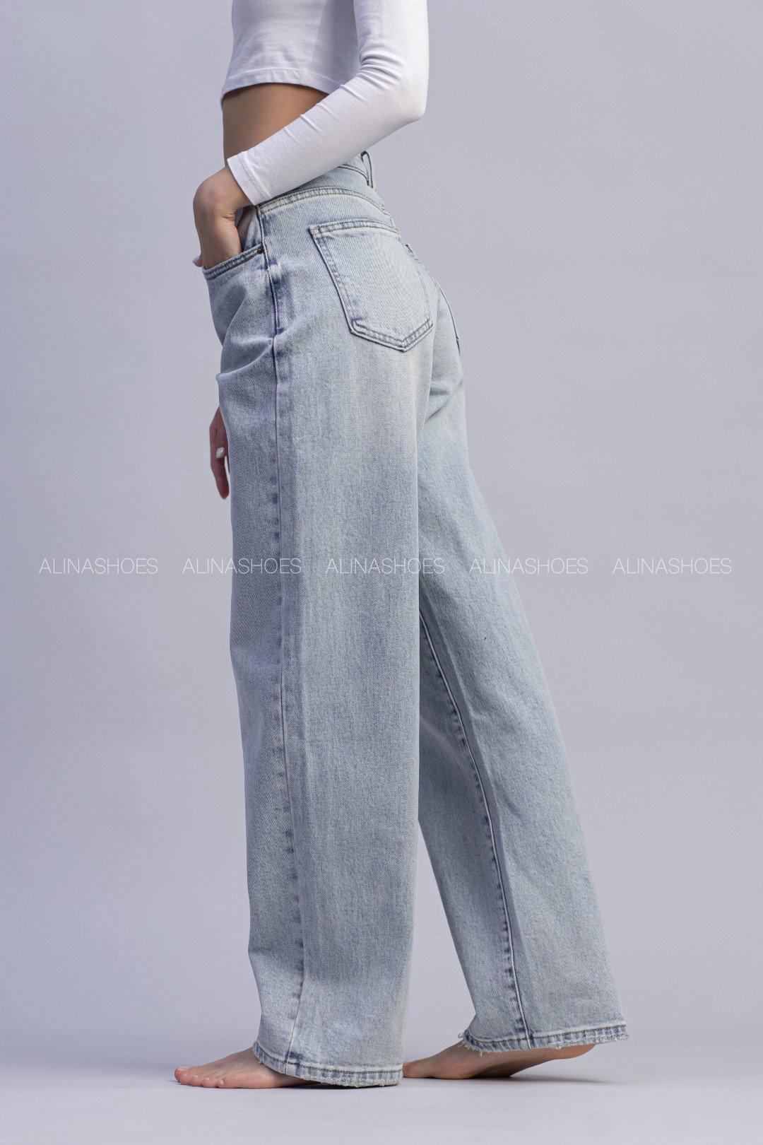 Джинсы багги alinashoes голубой купить,NaN