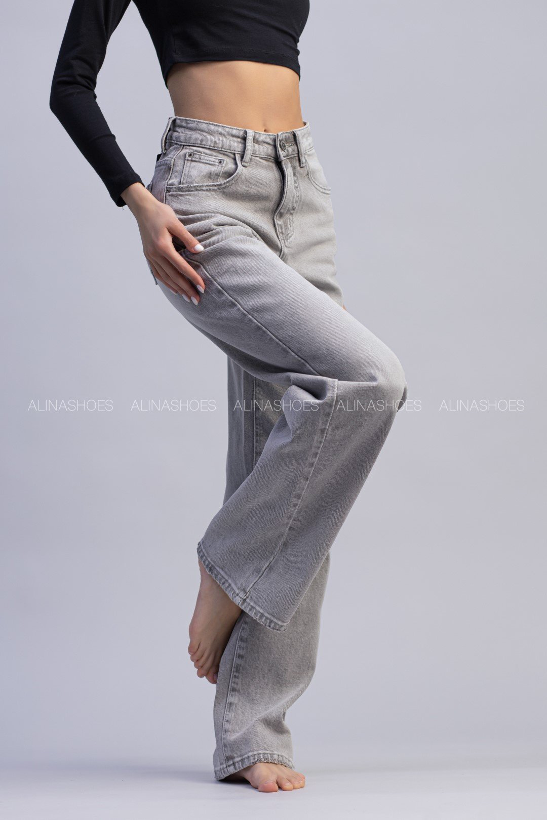 Джинсы прямые alinashoes серый купить,NaN