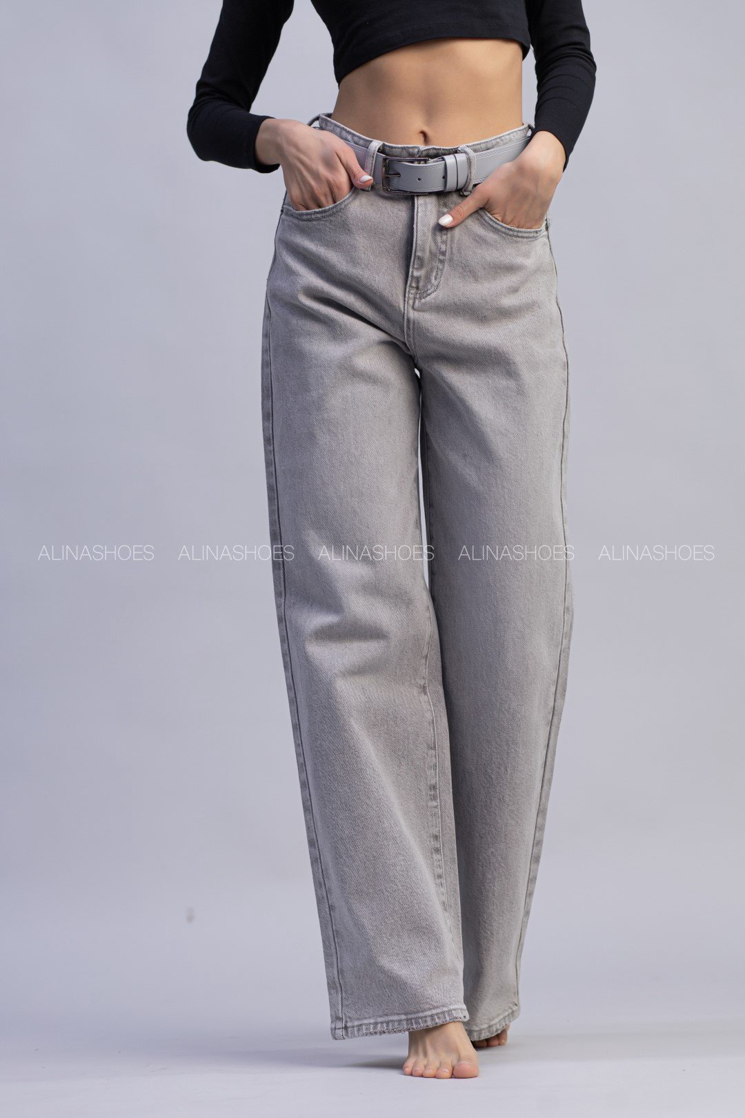 Джинсы прямые alinashoes серый купить,NaN