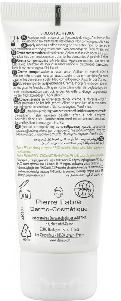 A-DERMA крем Biology AC Hudra для лица 40 мл купить,NaN