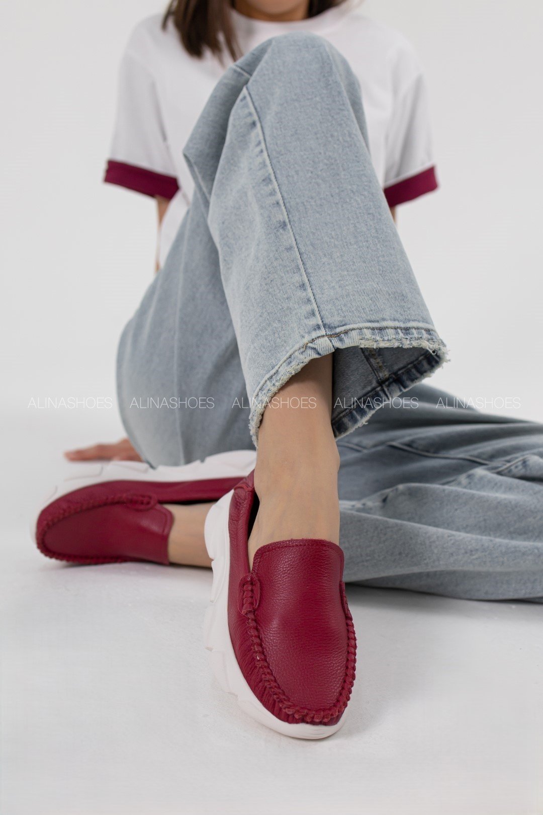 Мокасины alinashoes красный купить,NaN