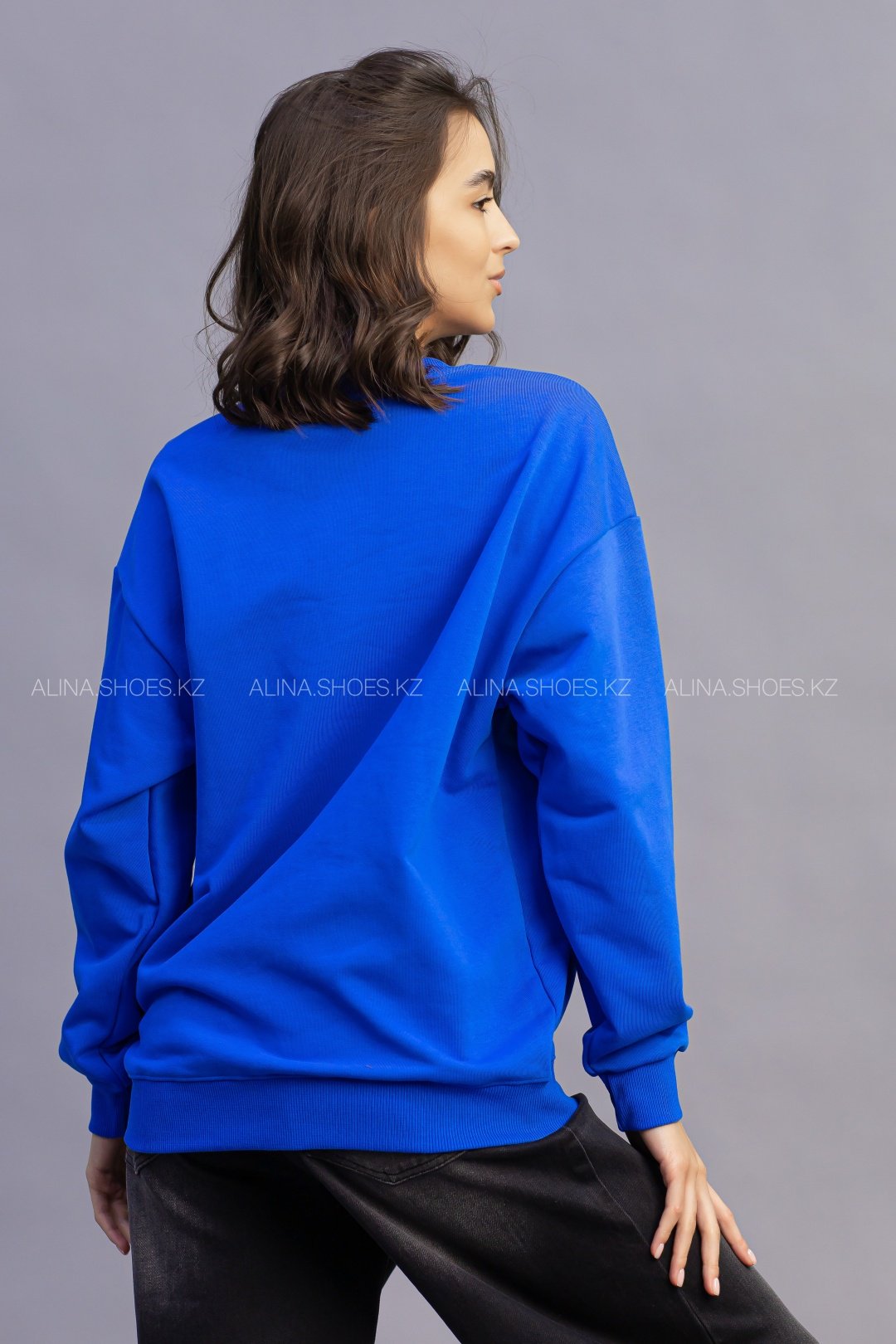 Свитшот alinashoes без принта синий 3XL купить,NaN
