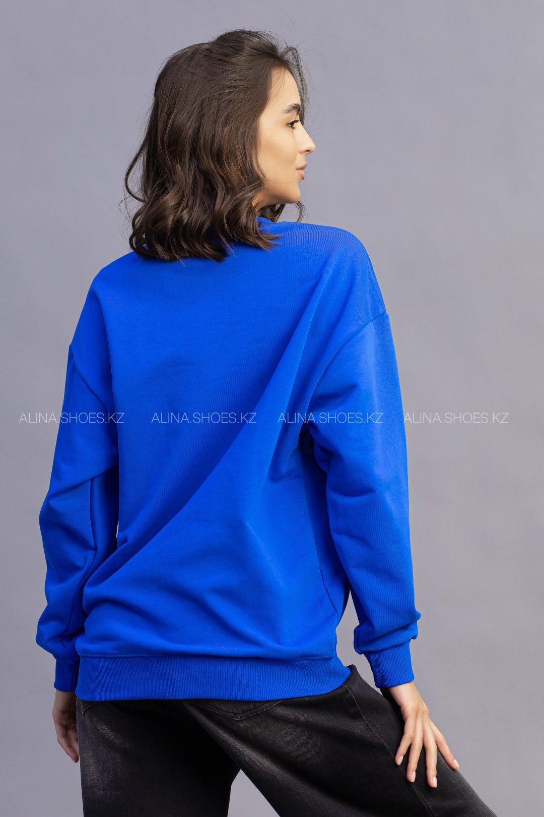 Свитшот alinashoes без принта синий 3XL купить,NaN