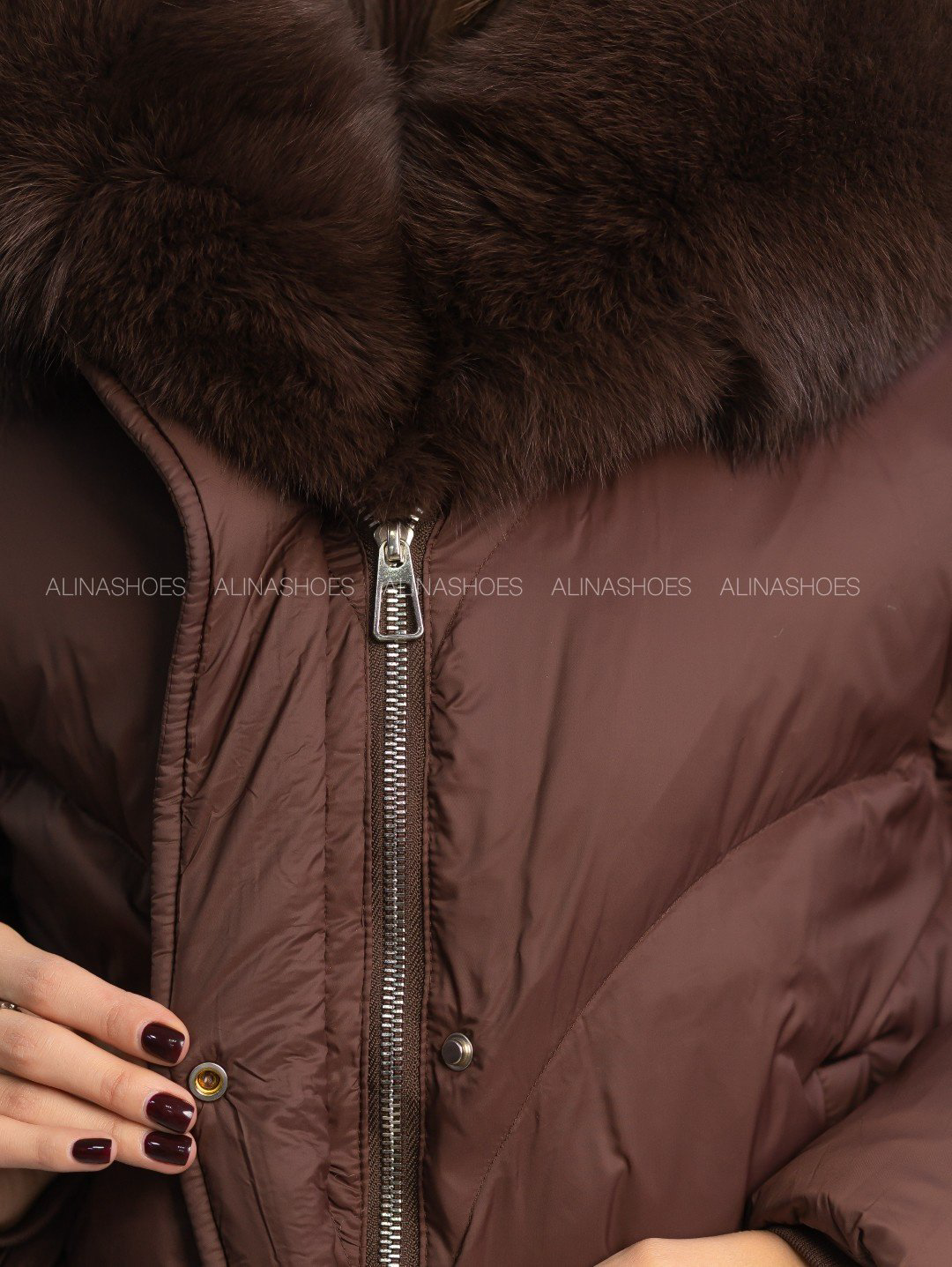 Пуховик alinashoes коричневый купить,NaN