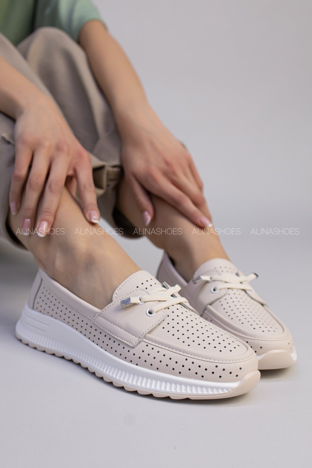 Мокасины alinashoes бежевый купить,NaN